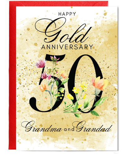 A5 Gold anniversary Grandma and grandad