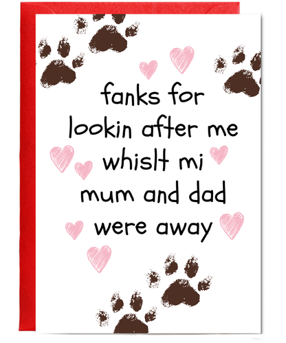 Funny Pet Sitter Thank You Card from the Dog