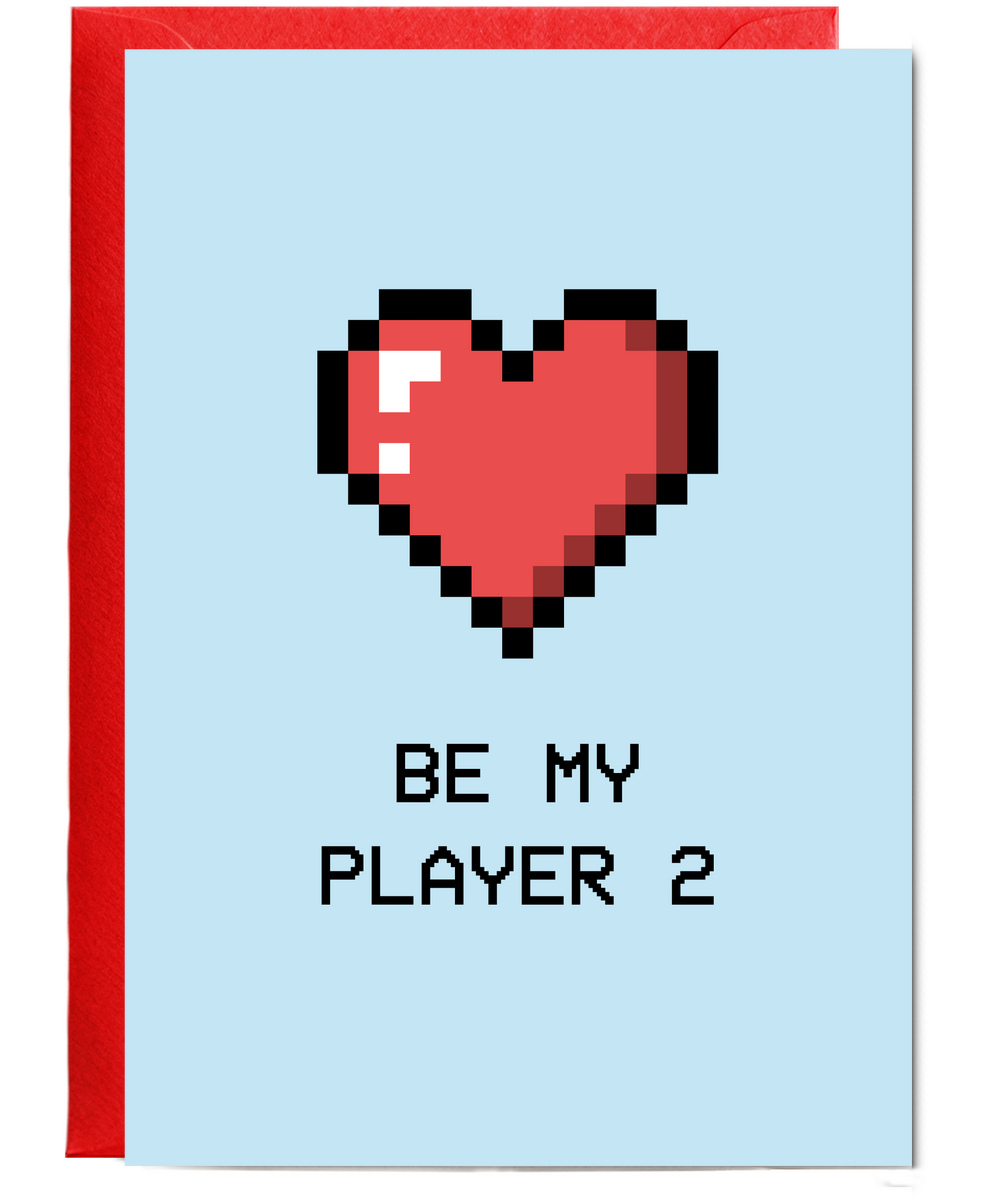 Valentines Card for Gamer Girlfriend Boyfriend Be My Player 2