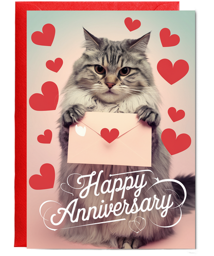 Happy Anniversary with Cat with a Love Letter