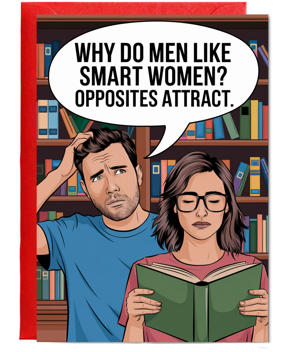 Why do men like smart women? Opposites attract.
