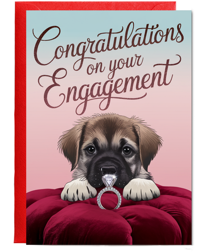 Congratulations on Your Engagement - Puppy with a Ring