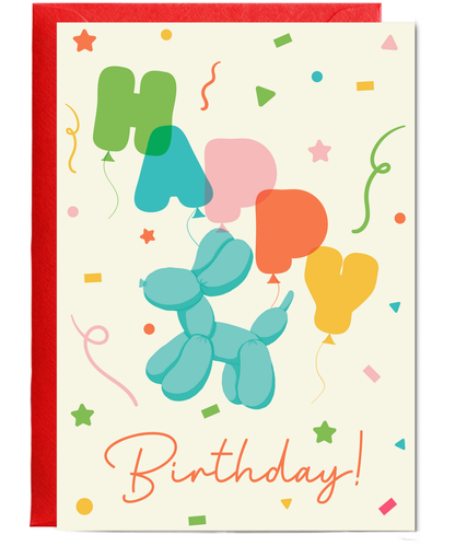 Happy Birthday card balloon dog