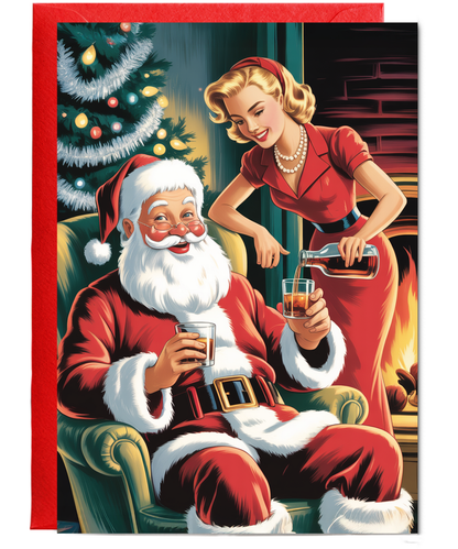 Christmas mummy serving santa some whisky