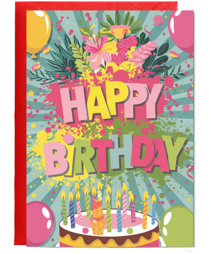 Happy Birthday with Colorful Paint Splashes