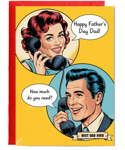 Funny Fathers Day Card Vintage How Much do You Need Asking Dad for Money