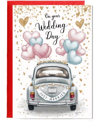 On your wedding day, just married