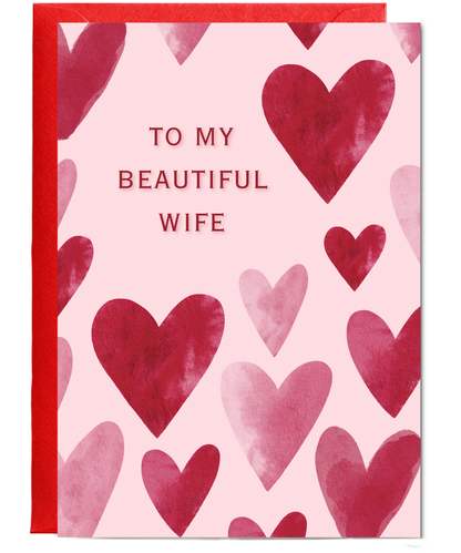 To my beautiful wife valentine's day anniversary Watercolour hearts