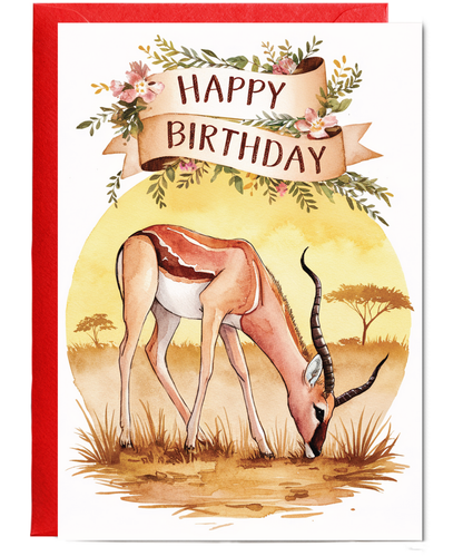 Happy Birthday cute impala watercolour