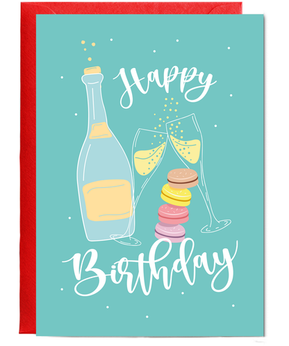 Happy Birthday with Champagne and Macarons