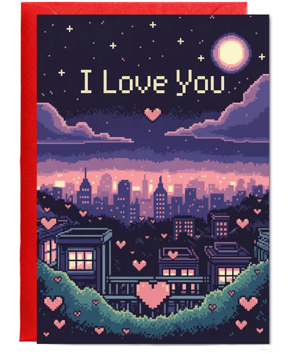 Valentines pixel night sky i love you