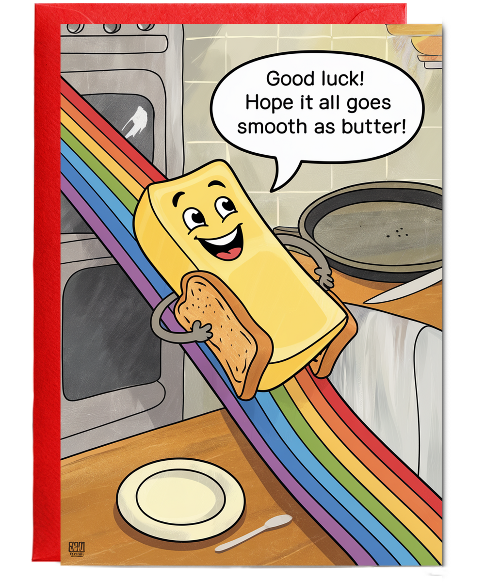 Good Luck Card Hope It All Goes Smooth as Butter