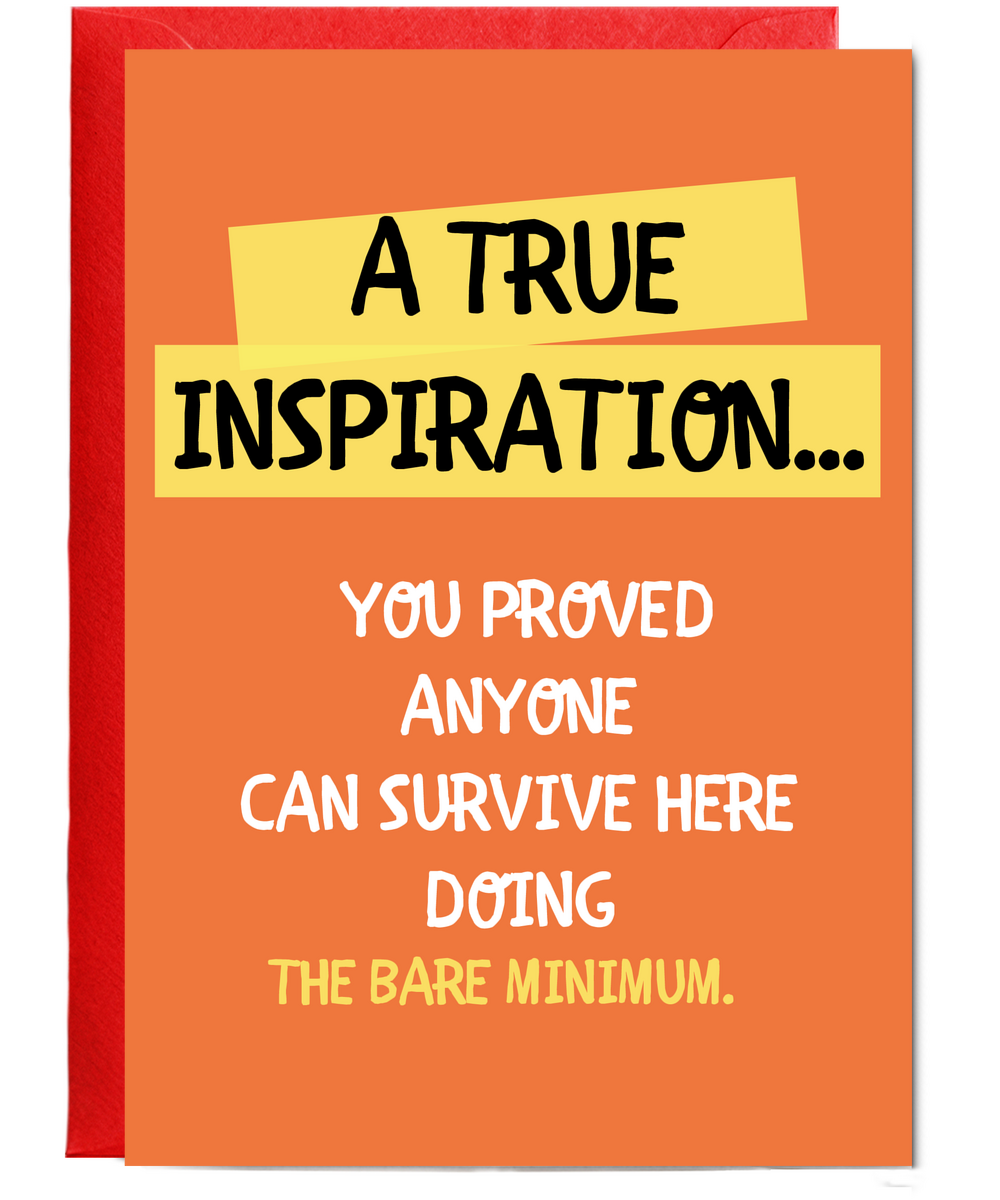 Funny Goodbye Card for Coworker A True Inspiration Doing the Bare Minimum