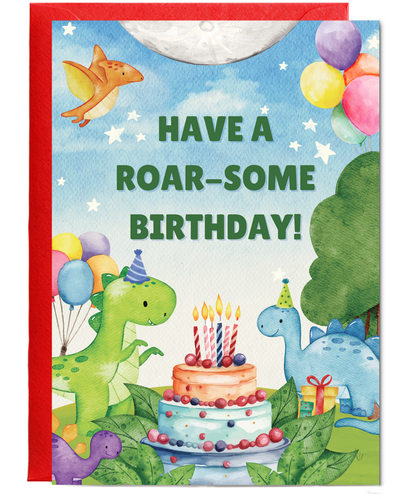 Happy Birthday card Dinosaur celebration