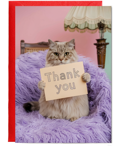 Thank You - Cat with a Thank-You Note