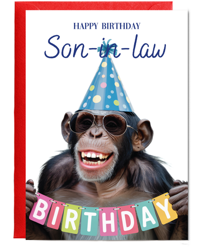 Chimpanzee happy birthday son-in-law