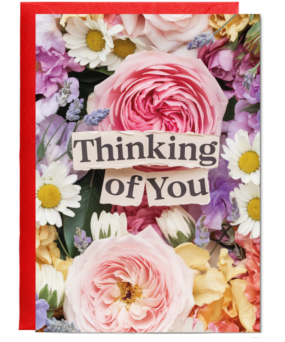 Thinking of You Card with Flower Bouquet for Wife Girlfriend Best Friend