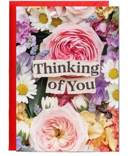 Thinking of You Card with Flower Bouquet for Wife Girlfriend Best Friend