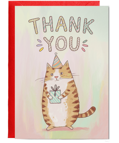 Thank You - Cat with a Gift Bag