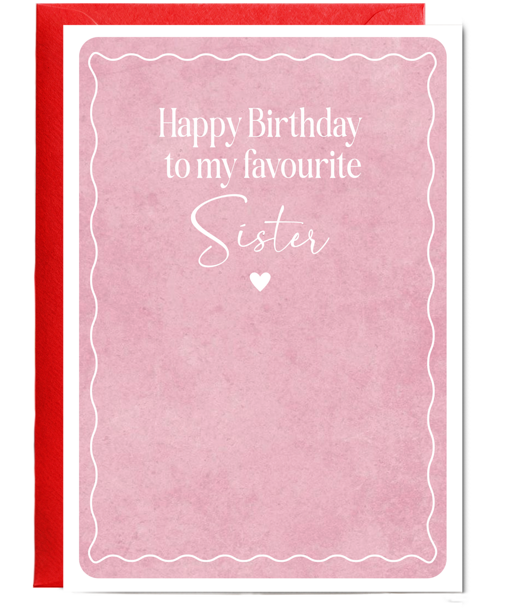 Happy Birthday card to my favourite sister pink