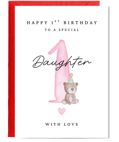 Happy 1st Birthday Card to a Special Daughter With Baby Bear