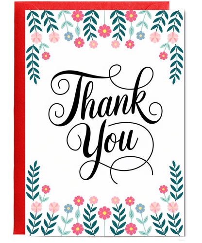 Thank You - Floral and Leaf Border