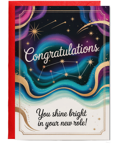 New Job Card Congratulations You Shine Bright in Your New Role