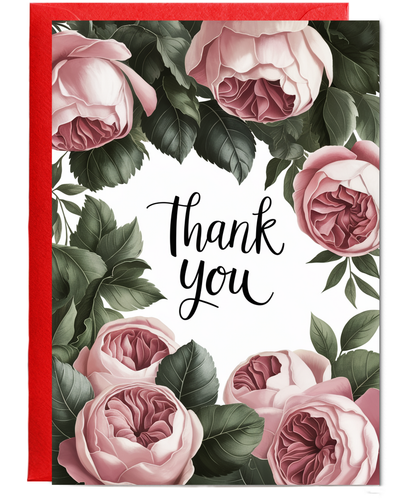 Thank You - Cabbage Roses and Foliage