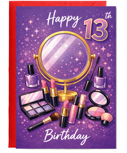 Glam Girl 13th Birthday Card for Makeup Lover Daughter or Niece
