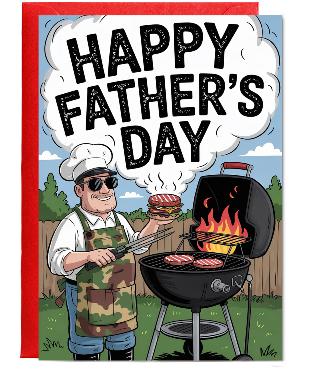 Happy Fathers Day Card Cool Dad on the BBQ