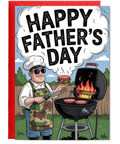 Happy Fathers Day Card Cool Dad on the BBQ
