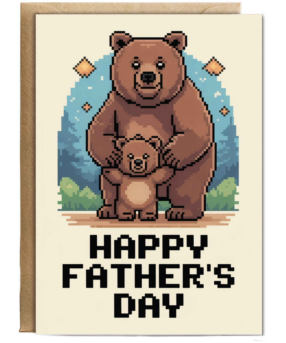 Fathers day pixel brown bears