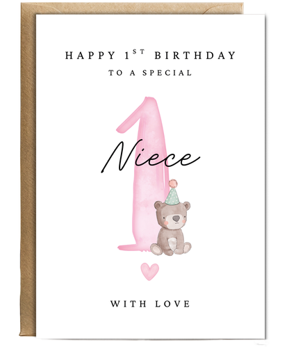 Happy 1st Birthday Card to a Special Niece With Baby Bear