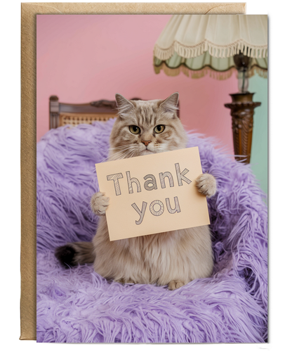 Thank You - Cat with a Thank-You Note