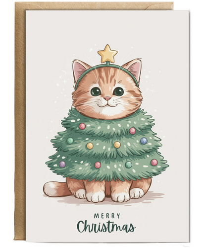 Ginge cat in christmas tree costume