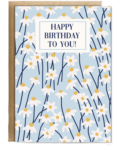 Happy Birthday card daisy pattern