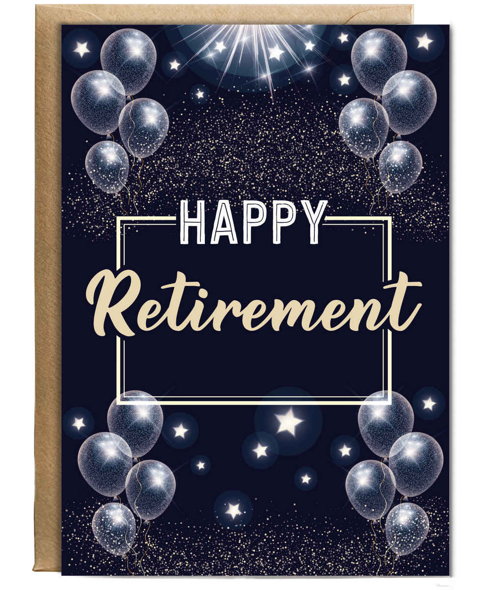Happy Retirement with Balloons and Confetti