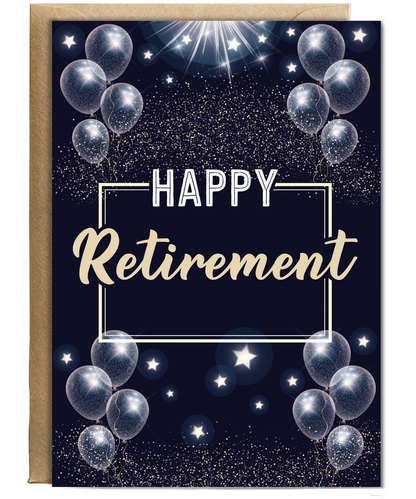 Happy Retirement with Balloons and Confetti
