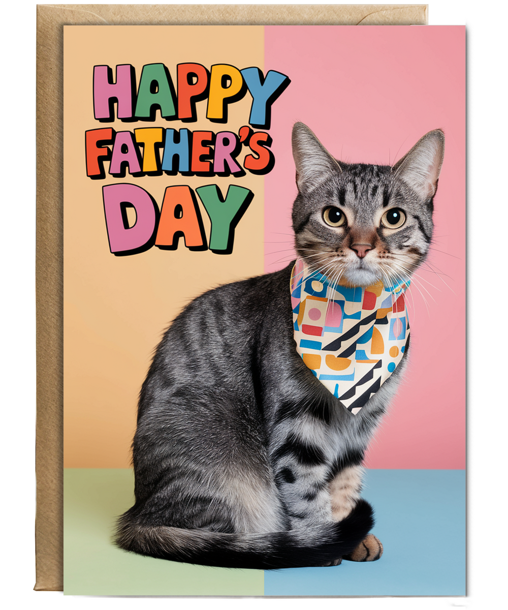 Happy Father's Day with Cat with a Tie