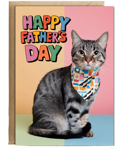 Happy Father's Day with Cat with a Tie