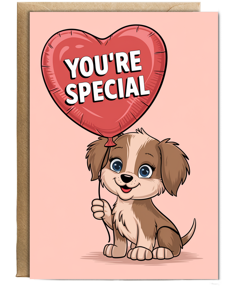You're Special - Puppy with a Heart Balloon
