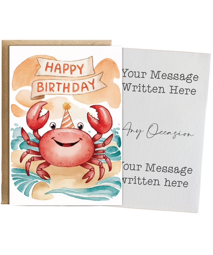 Happy Birthday cute crab watercolour
