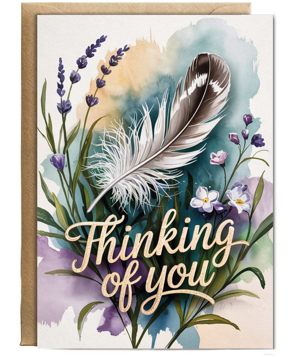 Sympathy Card for the Loss of Loved Ones Thinking of You with Feather Design