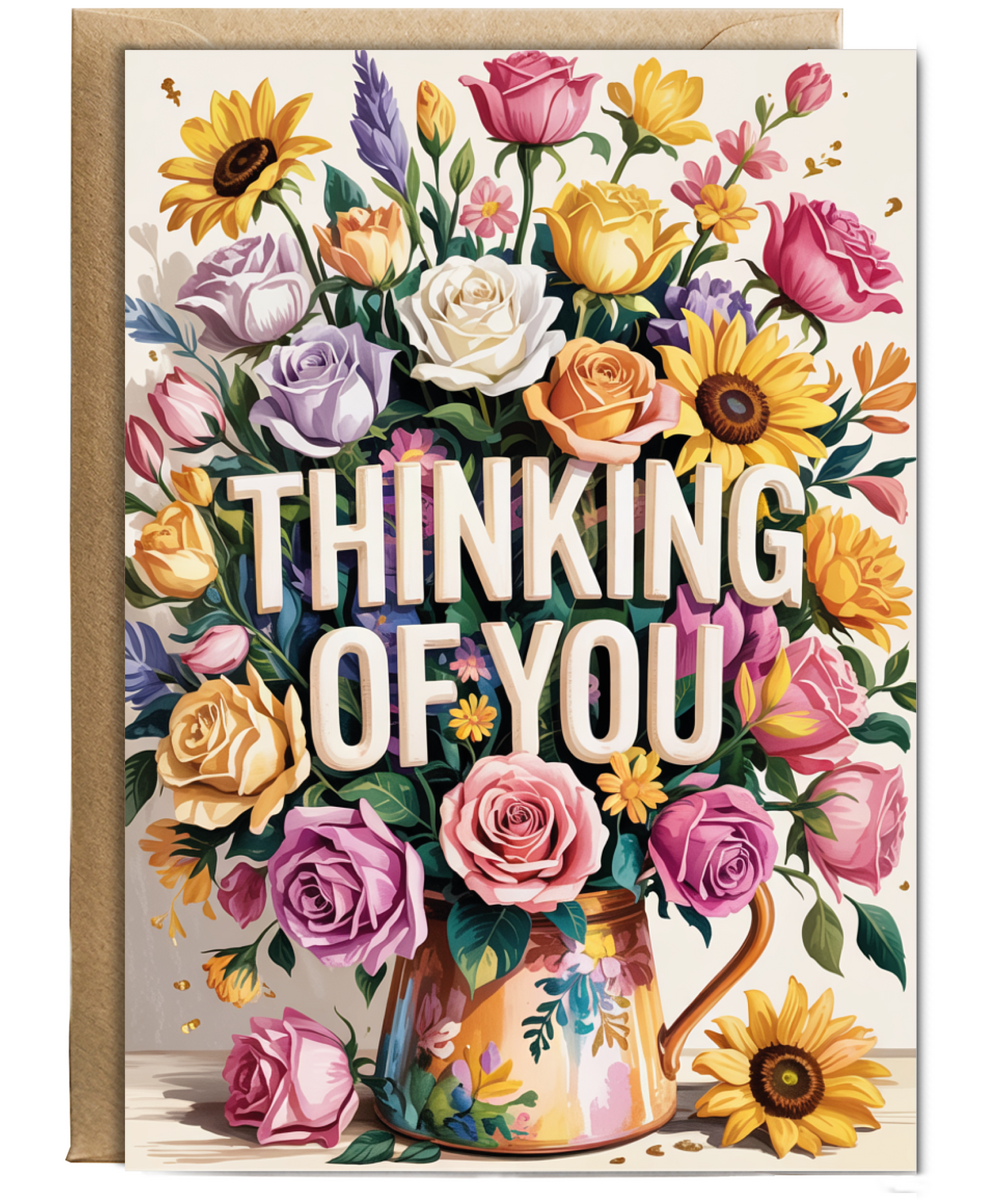 Thinking of You Card with Artistic Bouquet for Loved Ones