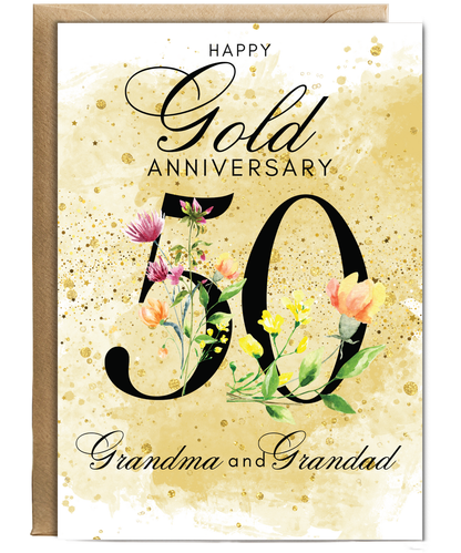 A5 Gold anniversary Grandma and grandad