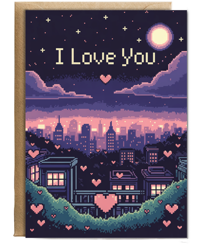 Valentines pixel night sky i love you