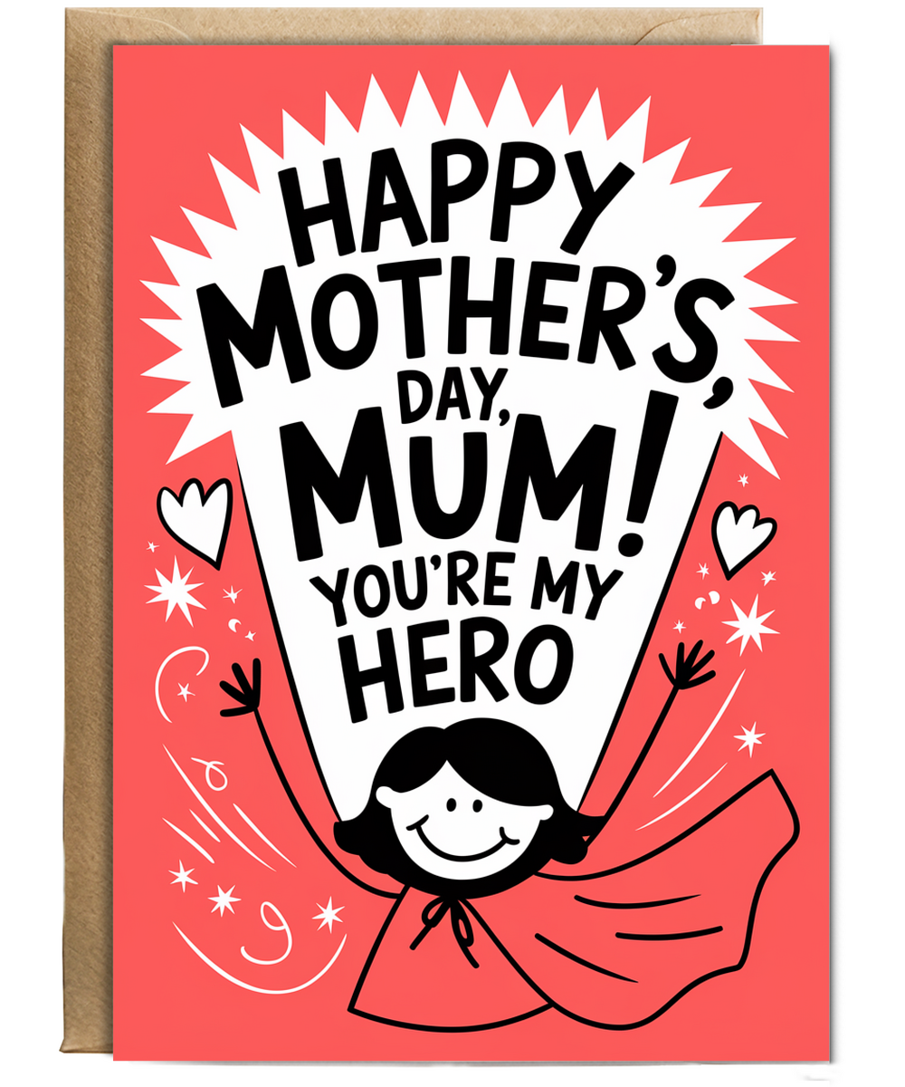Mother's Day Card Mum You're My Hero from son