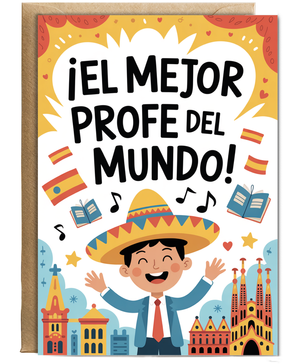 Thank you Card for Spanish Teacher El Mejor Profe del Mundo
