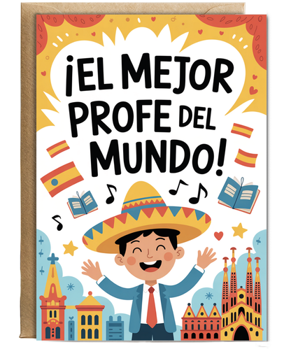 Thank you Card for Spanish Teacher El Mejor Profe del Mundo