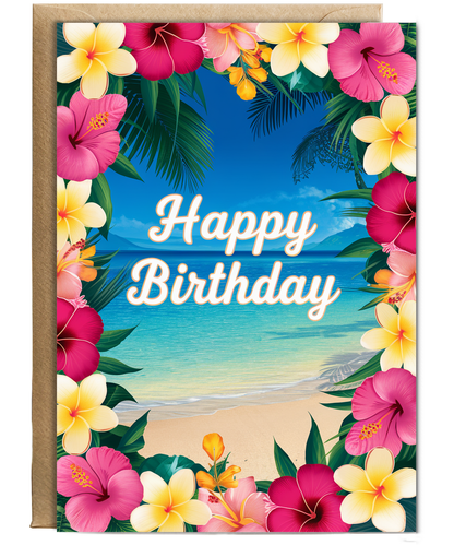 Tropical Flower Lei with Birthday Wishes